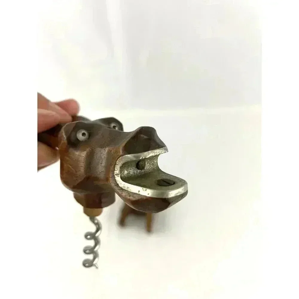 VTG Hickok Corkscrew Bottle Opener Carved Wood‎ Original Genuine France Metal
